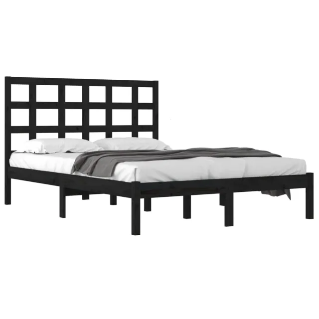 Cadre de lit sans matelas noir 200x200 cm bois massif