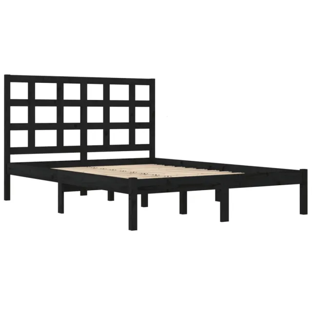 Cadre de lit sans matelas noir 200x200 cm bois massif