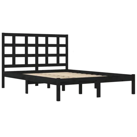 Cadre de lit sans matelas noir 200x200 cm bois massif