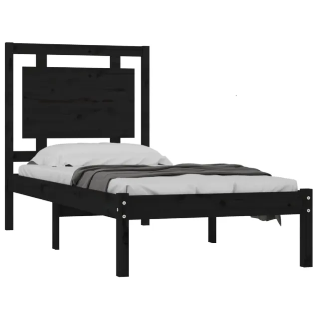 Cadre de lit sans matelas noir 75x190 cm bois massif