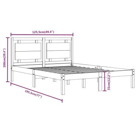 Cadre de lit sans matelas 120x190 cm bois massif