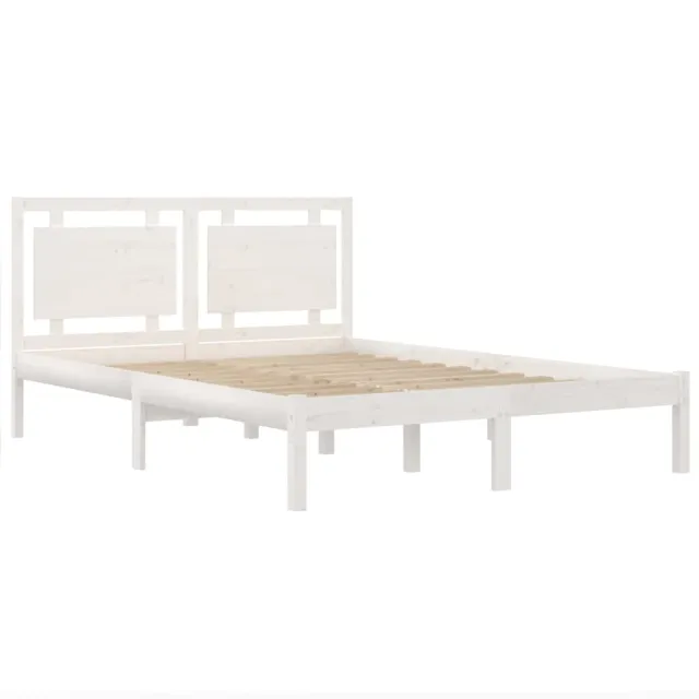 Cadre de lit sans matelas blanc 120x190 cm bois massif