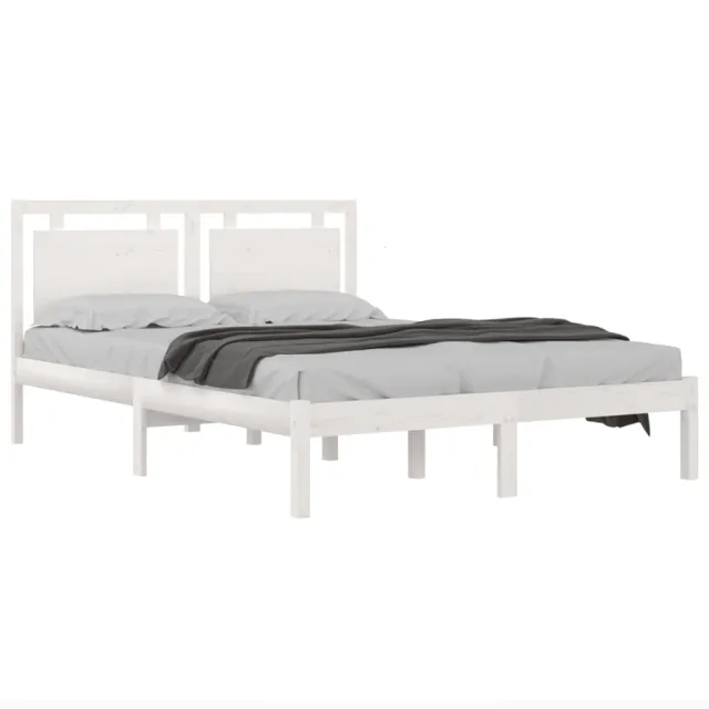 Cadre de lit sans matelas blanc 140x190 cm bois massif