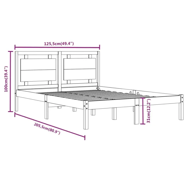 Cadre de lit sans matelas 120x200 cm bois massif