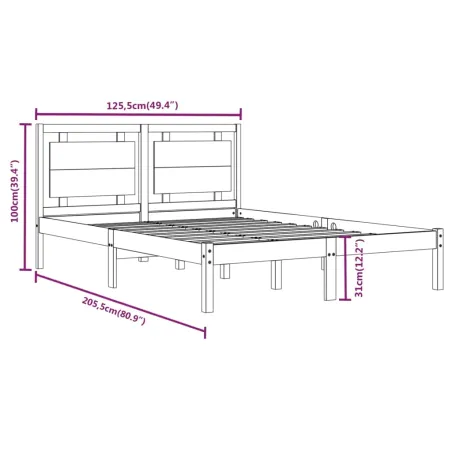 Cadre de lit sans matelas 120x200 cm bois massif