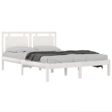 Cadre de lit sans matelas blanc 120x200 cm bois massif
