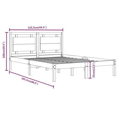 Cadre de lit sans matelas blanc 120x200 cm bois massif