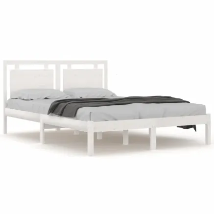 Cadre de lit sans matelas blanc 160x200 cm bois massif 2