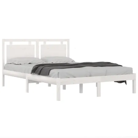 Cadre de lit sans matelas blanc 160x200 cm bois massif