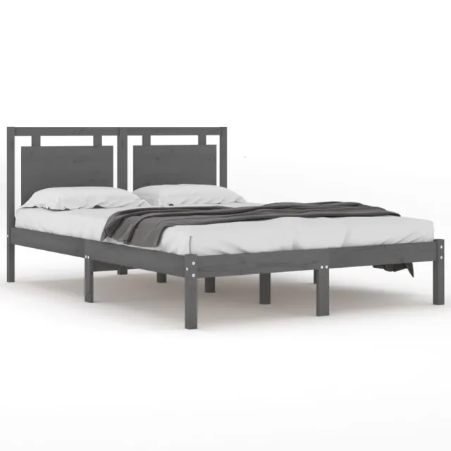 Cadre de lit sans matelas gris 200x200 cm bois massif