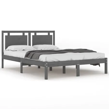 Cadre de lit sans matelas gris 200x200 cm bois massif