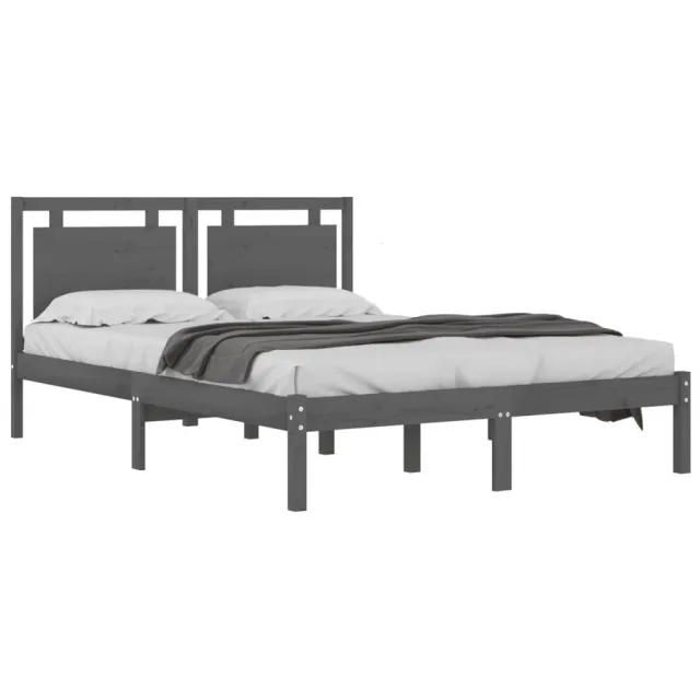 Cadre de lit sans matelas gris 200x200 cm bois massif