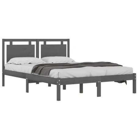 Cadre de lit sans matelas gris 200x200 cm bois massif