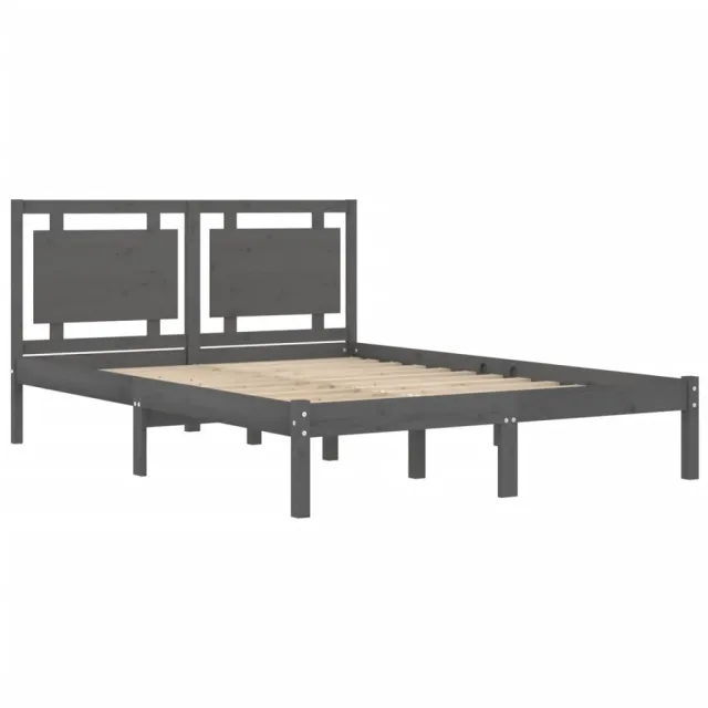 Cadre de lit sans matelas gris 200x200 cm bois massif