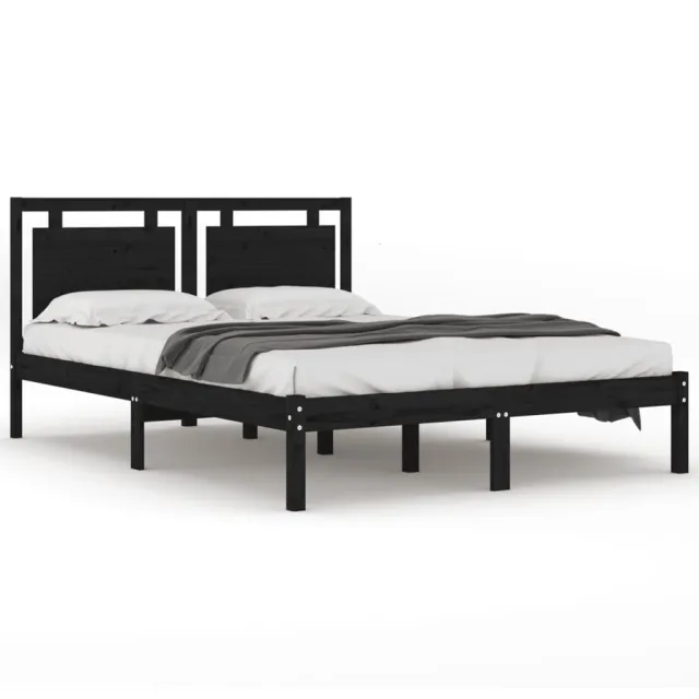 Cadre de lit sans matelas noir 200x200 cm bois massif