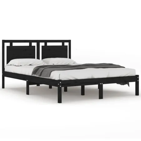 Cadre de lit sans matelas noir 200x200 cm bois massif