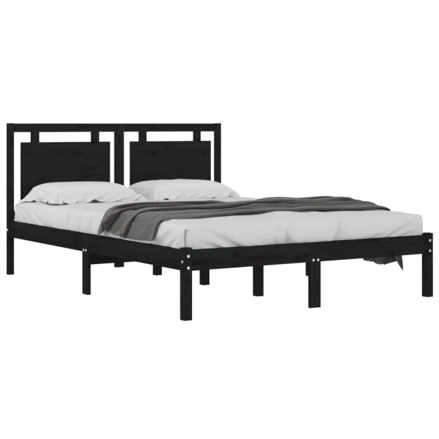 Cadre de lit sans matelas noir 200x200 cm bois massif
