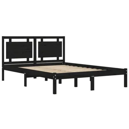 Cadre de lit sans matelas noir 200x200 cm bois massif