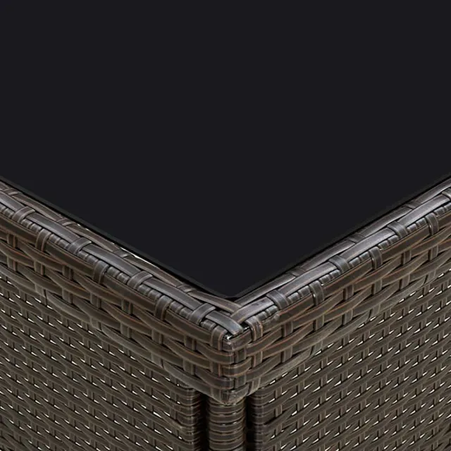 Table à dîner d'extérieur Marron Résine tressée et verre