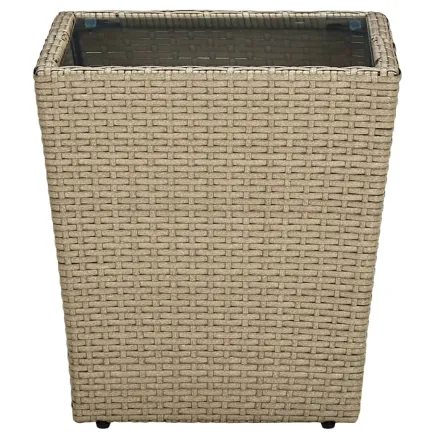 Table à thé Beige 41,5x41,5x44cm Résine tressée et verre trempé 2