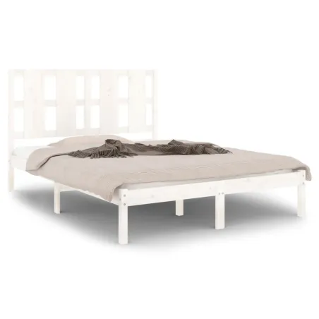 Cadre de lit sans matelas blanc 120x190 cm bois massif