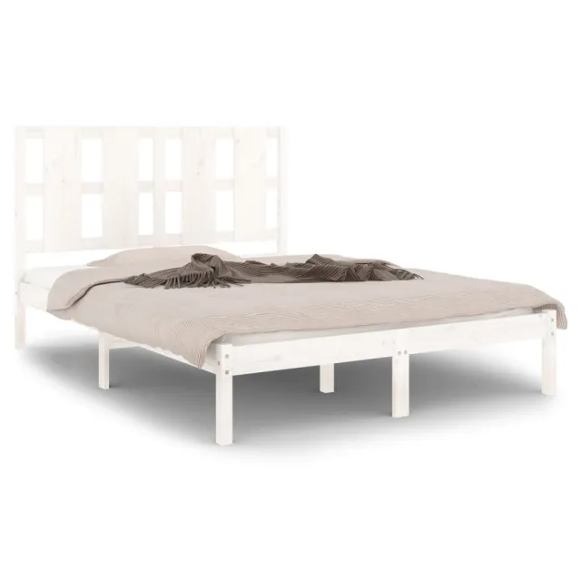 Cadre de lit sans matelas blanc 140x190 cm bois de pin massif