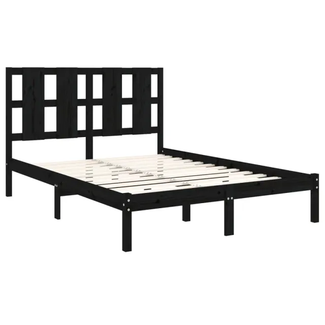 Cadre de lit sans matelas noir 140x190 cm bois de pin massif