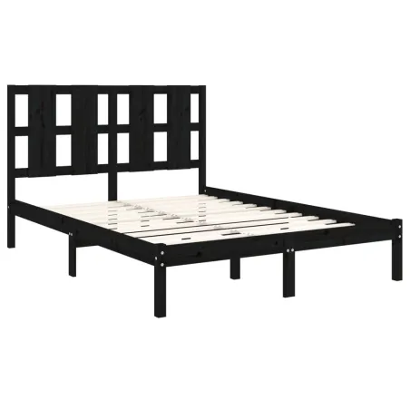 Cadre de lit sans matelas noir 140x190 cm bois de pin massif