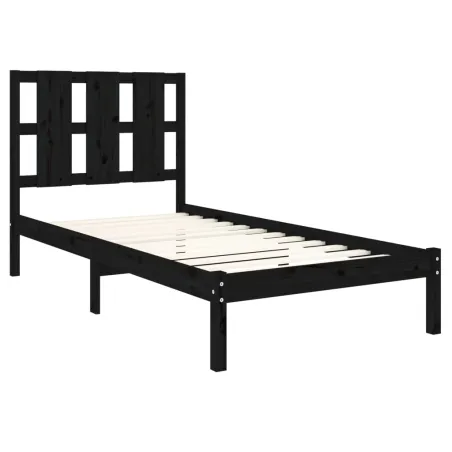 Cadre de lit sans matelas noir 100x200 cm bois massif de pin