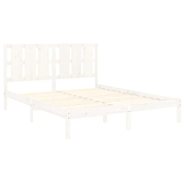 Cadre de lit sans matelas blanc 150x200 cm bois massif