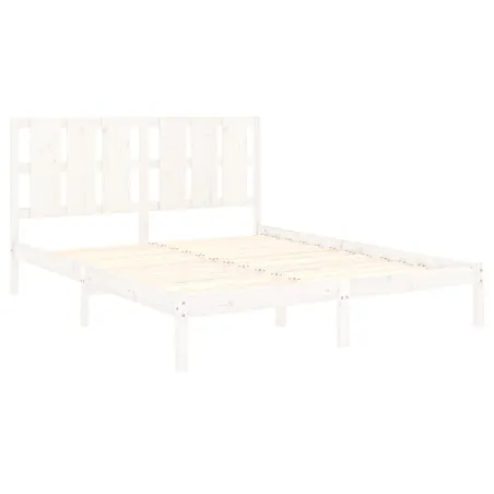 Cadre de lit sans matelas blanc 150x200 cm bois massif