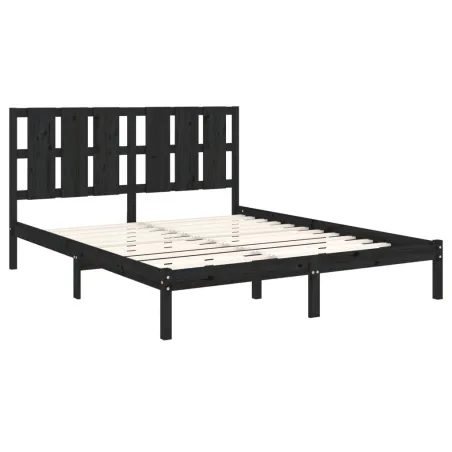 Cadre de lit sans matelas noir 150x200 cm bois massif