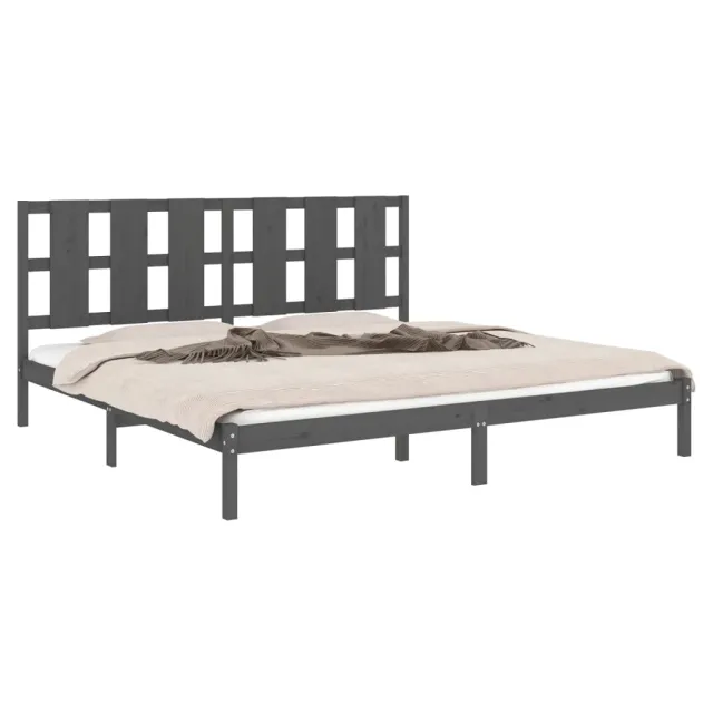 Cadre de lit sans matelas gris 200x200 cm bois massif de pin