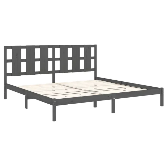 Cadre de lit sans matelas gris 200x200 cm bois massif de pin