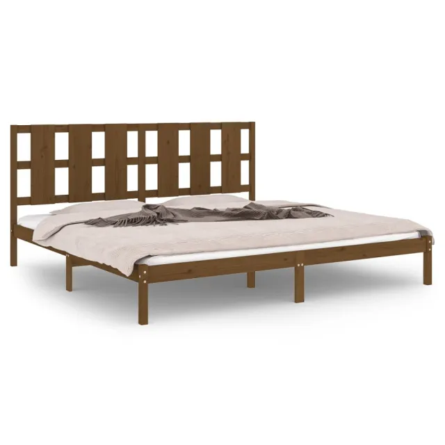 Cadre de lit sans matelas marron miel 200x200cm bois pin massif