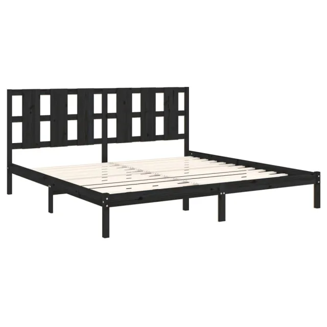 Cadre de lit sans matelas noir 200x200 cm bois massif de pin