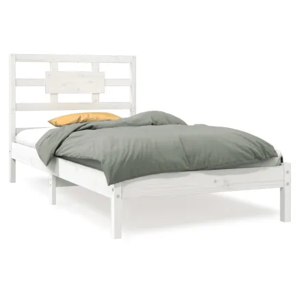 Cadre de lit sans matelas blanc 90x190 cm bois massif 2