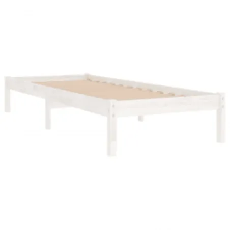Cadre de lit sans matelas blanc 90x190 cm bois massif