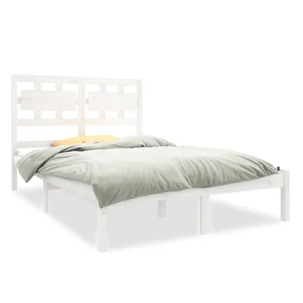 Cadre de lit sans matelas blanc 120x190 cm bois massif 2