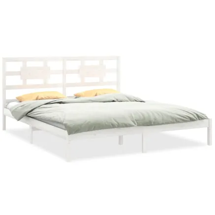 Cadre de lit sans matelas blanc 180x200 cm bois massif 2