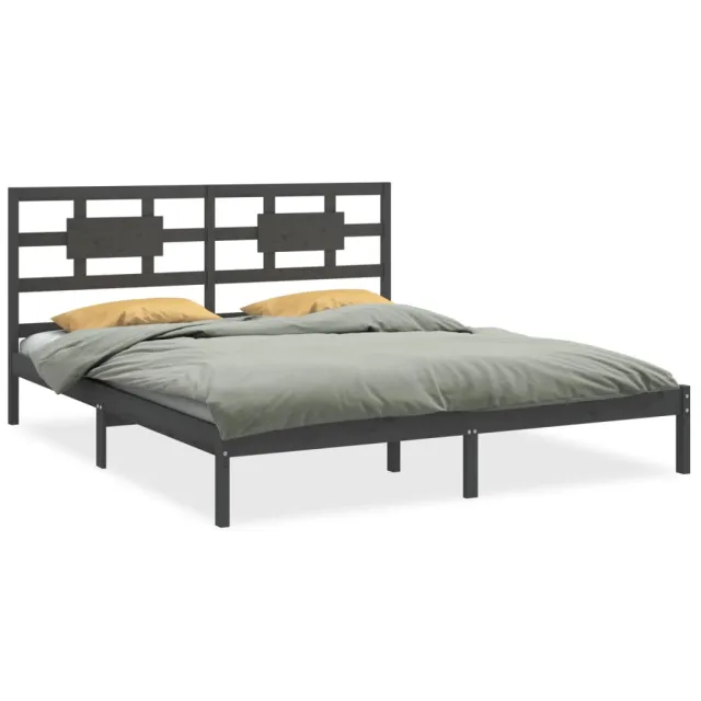 Cadre de lit sans matelas gris 200x200 cm bois massif