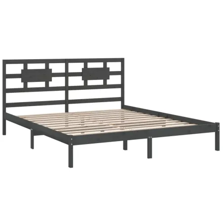 Cadre de lit sans matelas gris 200x200 cm bois massif
