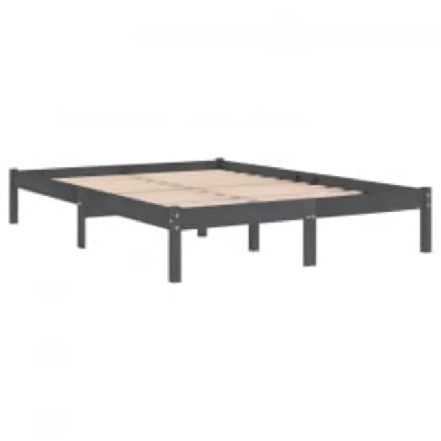 Cadre de lit sans matelas gris 200x200 cm bois massif