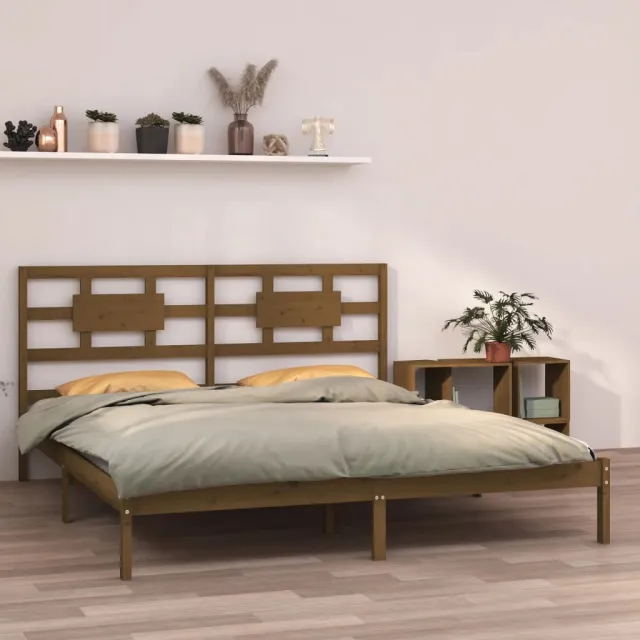 Cadre de lit sans matelas marron miel 200x200 cm bois massif