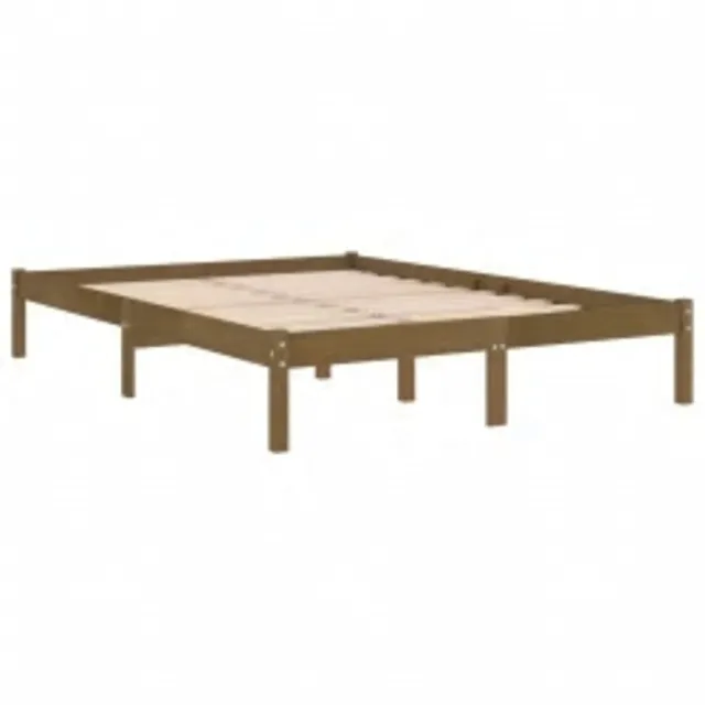 Cadre de lit sans matelas marron miel 200x200 cm bois massif