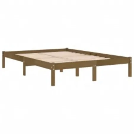 Cadre de lit sans matelas marron miel 200x200 cm bois massif
