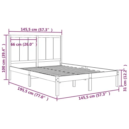Cadre de lit sans matelas 140x190 cm bois de pin massif