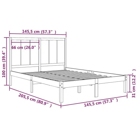 Cadre de lit sans matelas 140x200 cm bois massif de pin