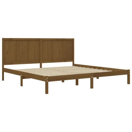 Cadre de lit sans matelas marron miel 200x200cm bois pin massif