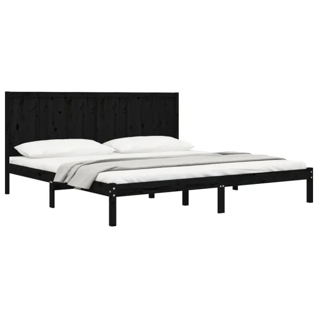 Cadre de lit sans matelas noir 200x200 cm bois massif de pin